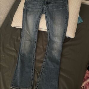 Miss Me Blue Boot Cut Jeans with Vintage Fading